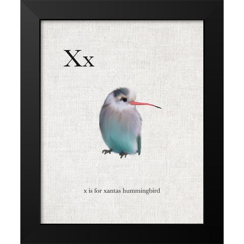 X is for Xantas Hummingbird Black Modern Wood Framed Art Print by Straatsma, Leah