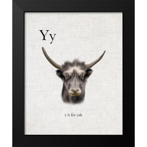Y is for Yak Black Modern Wood Framed Art Print by Straatsma, Leah