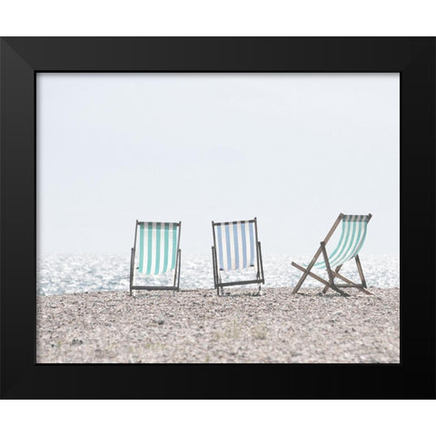Beach Chairs Black Modern Wood Framed Art Print by Straatsma, Leah
