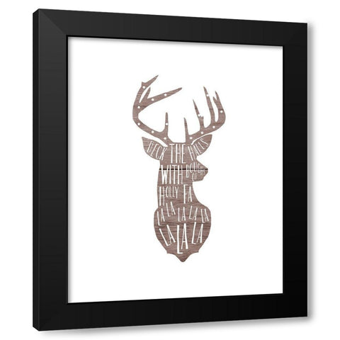 Deck The Deer Black Modern Wood Framed Art Print with Double Matting by Straatsma, Leah