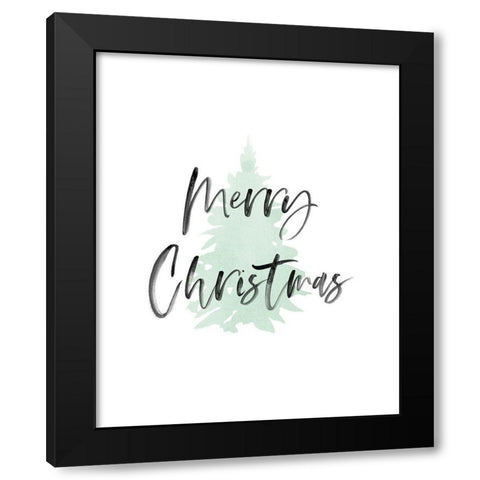 Merry Christmas Black Modern Wood Framed Art Print by Straatsma, Leah