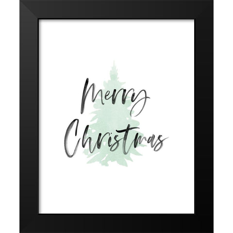 Merry Christmas Black Modern Wood Framed Art Print by Straatsma, Leah