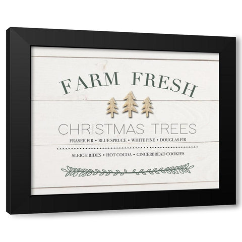 Xmas Tree Sign Black Modern Wood Framed Art Print with Double Matting by Straatsma, Leah