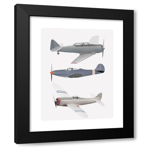 3 Vintage Planes Together Black Modern Wood Framed Art Print by Straatsma, Leah