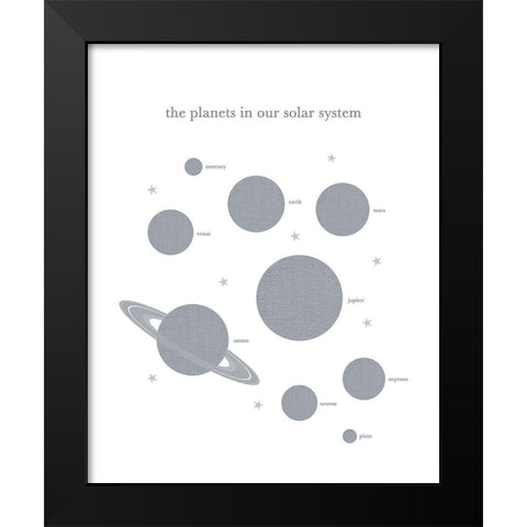 Planets in Solar System Black Modern Wood Framed Art Print by Straatsma, Leah