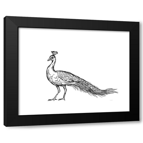 Black Peacock Black Modern Wood Framed Art Print by Straatsma, Leah