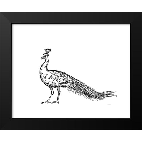Black Peacock Black Modern Wood Framed Art Print by Straatsma, Leah