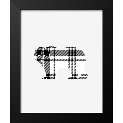 Tartan Bear Black Modern Wood Framed Art Print by Straatsma, Leah