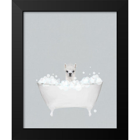 Alpaca Blue Bath Black Modern Wood Framed Art Print by Straatsma, Leah