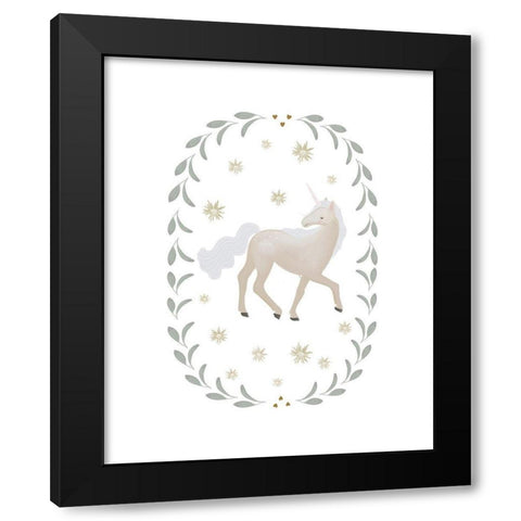Unicorn Garland Black Modern Wood Framed Art Print with Double Matting by Straatsma, Leah