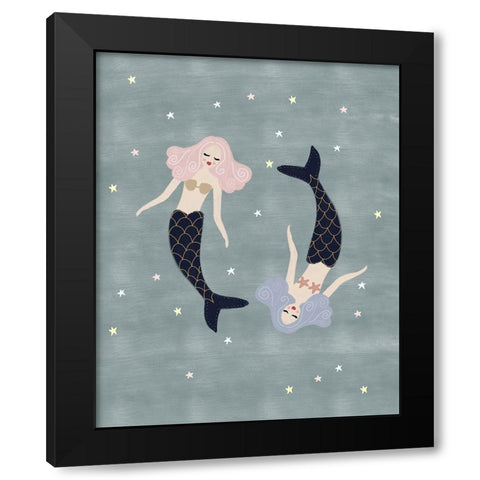 Light Mermaids Black Modern Wood Framed Art Print by Straatsma, Leah