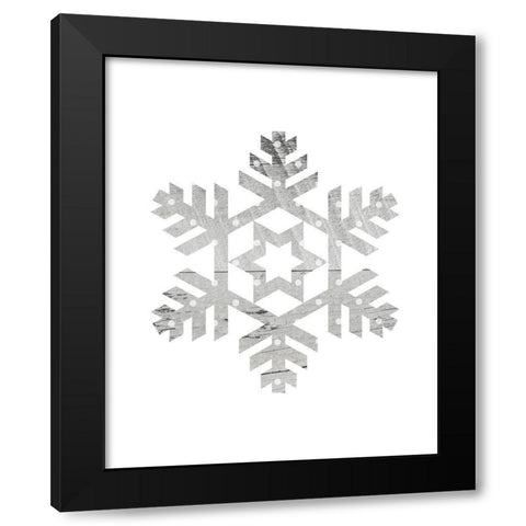 Wooden Snowflake Polka 3 Black Modern Wood Framed Art Print with Double Matting by Straatsma, Leah