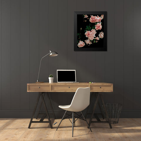 Dark Blush Roses Black Modern Wood Framed Art Print by Straatsma, Leah