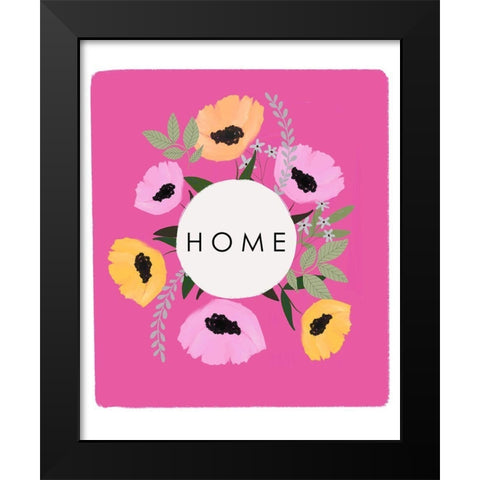 HOME Florals Hot Pink Black Modern Wood Framed Art Print by Straatsma, Leah