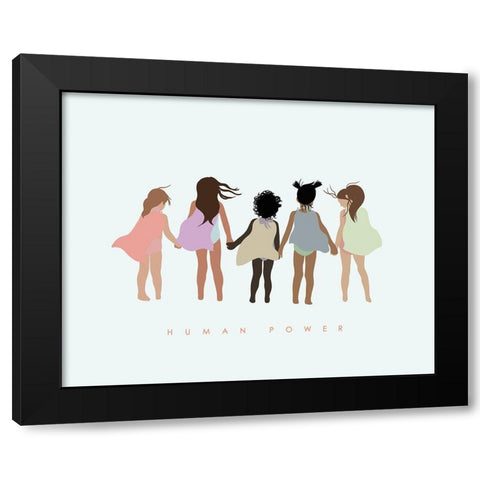 Human Power with Capes Black Modern Wood Framed Art Print by Straatsma, Leah