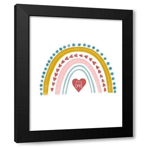 Happy Heart Rainbow So Much Love Black Modern Wood Framed Art Print by Straatsma, Leah