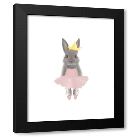 Full Body Ballet Bunny Black Modern Wood Framed Art Print with Double Matting by Varacek, Pam
