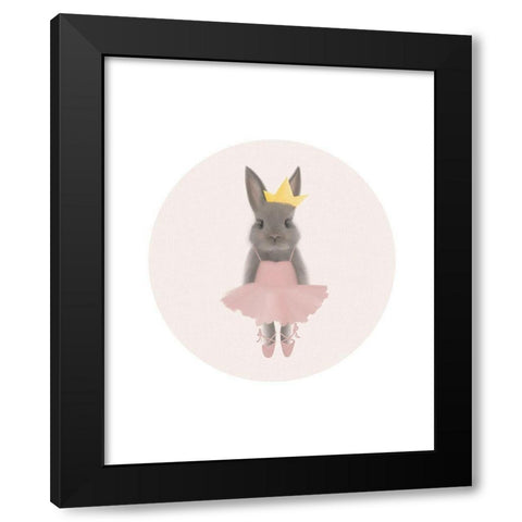 Full Body Ballet Bunny with circle Black Modern Wood Framed Art Print by Straatsma, Leah