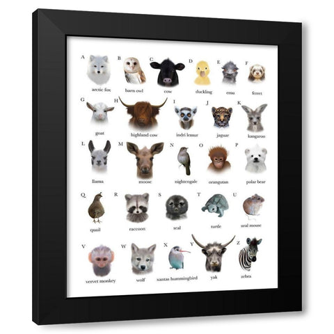A to Z Animals White Background Black Modern Wood Framed Art Print with Double Matting by Straatsma, Leah