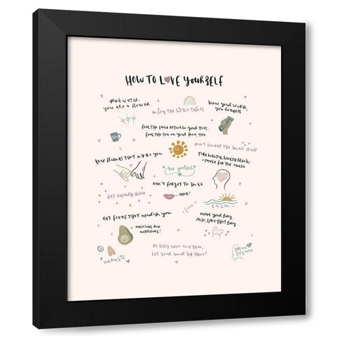How To Love Yourself Blush 3 Black Modern Wood Framed Art Print with Double Matting by Straatsma, Leah