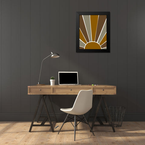 Earthen Tone Sun Rays Black Modern Wood Framed Art Print by Straatsma, Leah