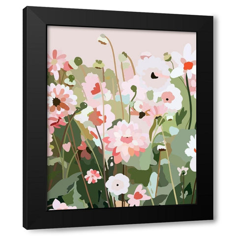Floral Field Black Modern Wood Framed Art Print by Straatsma, Leah