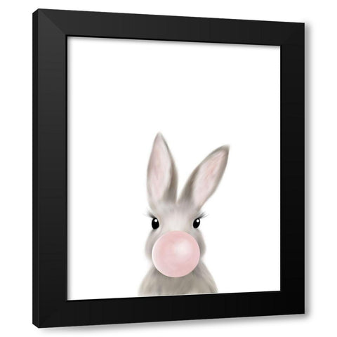 Bunny Bubble Gum Black Modern Wood Framed Art Print by Straatsma, Leah