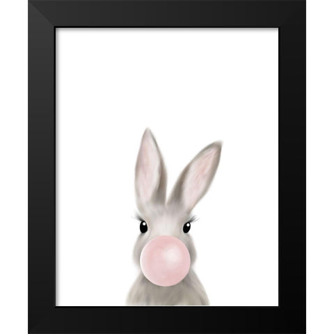 Bunny Bubble Gum Black Modern Wood Framed Art Print by Straatsma, Leah