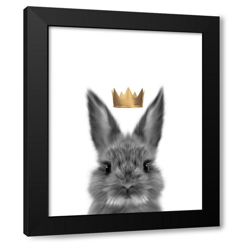 Crown Bunny Black Modern Wood Framed Art Print with Double Matting by Straatsma, Leah