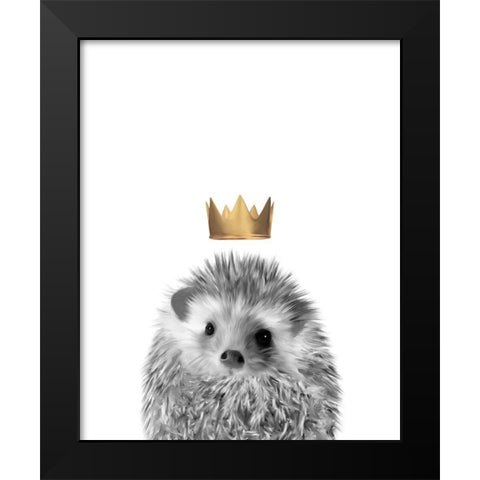 Crown Hedgehog Black Modern Wood Framed Art Print by Straatsma, Leah