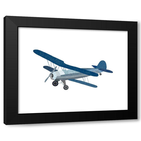 Blue Watercolor Plane Black Modern Wood Framed Art Print by Straatsma, Leah