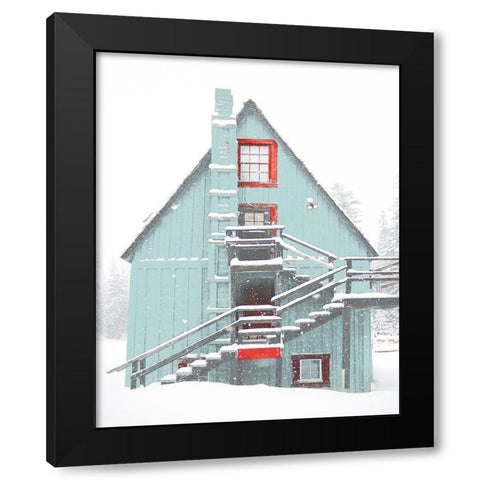 Christmas Cabin Black Modern Wood Framed Art Print with Double Matting by Straatsma, Leah