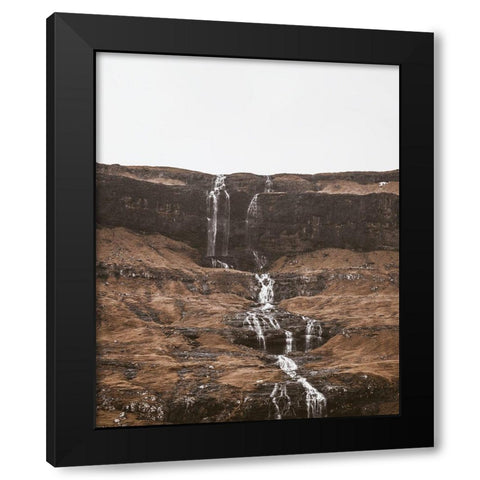 Rugged Landscape with Waterfall Black Modern Wood Framed Art Print with Double Matting by Straatsma, Leah