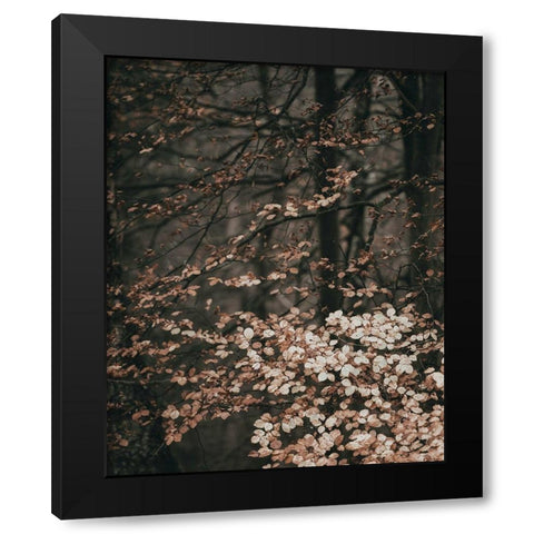 Moody Forest Leaves Black Modern Wood Framed Art Print with Double Matting by Straatsma, Leah