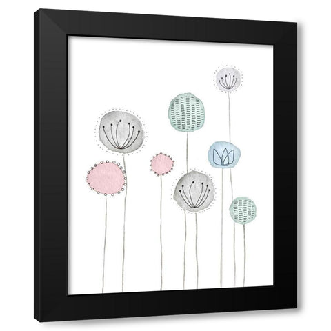 Scandi Wildflowers Black Modern Wood Framed Art Print by Straatsma, Leah