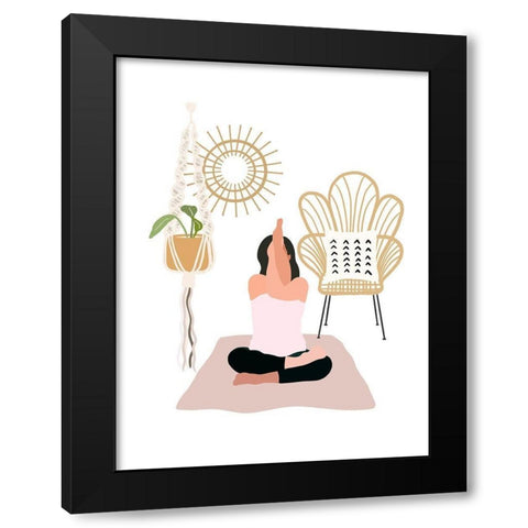 Calming Yoga Black Modern Wood Framed Art Print with Double Matting by Straatsma, Leah