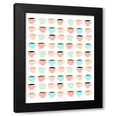 Coffee Mug Pattern Black Modern Wood Framed Art Print with Double Matting by Straatsma, Leah