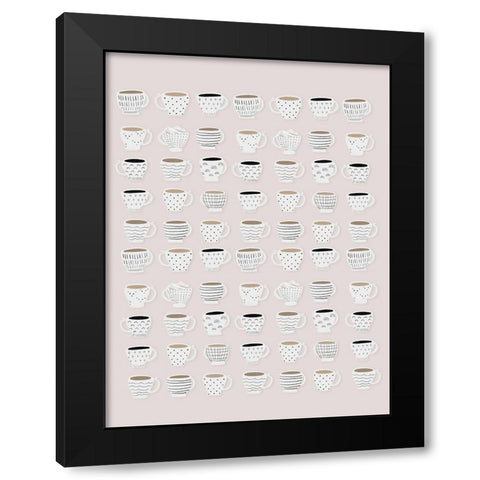Coffee Mugs Black Modern Wood Framed Art Print by Straatsma, Leah
