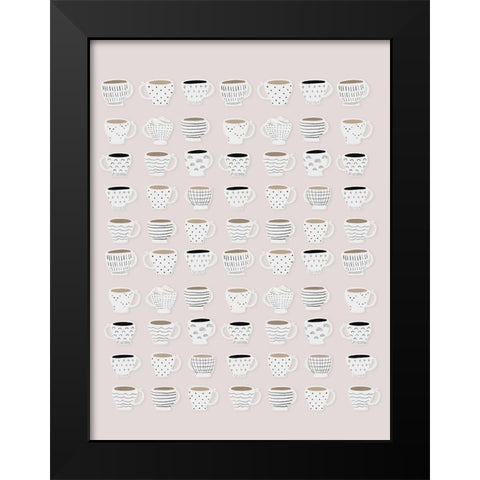 Coffee Mugs Black Modern Wood Framed Art Print by Straatsma, Leah