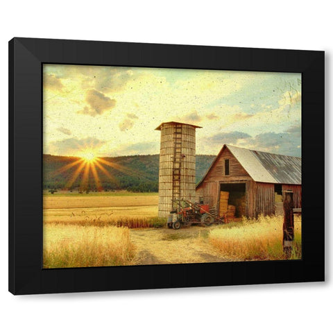 Textured Barn and Sunset Black Modern Wood Framed Art Print by Straatsma, Leah