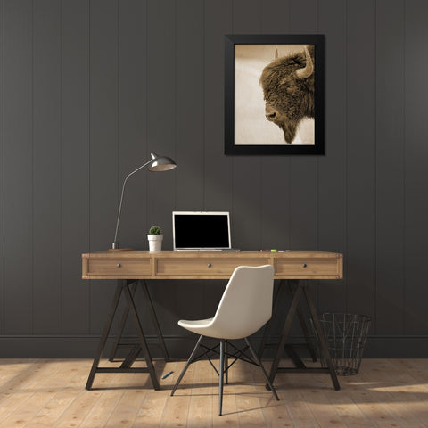 Textured Bison Black Modern Wood Framed Art Print by Straatsma, Leah