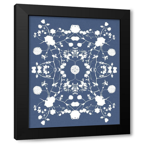 Blue White Wildflower Art Black Modern Wood Framed Art Print with Double Matting by Straatsma, Leah
