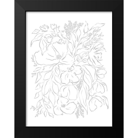 Pretty Neutral Florals Black Modern Wood Framed Art Print by Straatsma, Leah