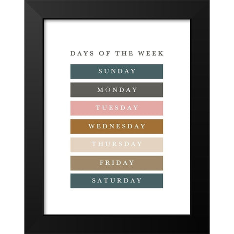 Days of the Week Fall Gems Black Modern Wood Framed Art Print by Straatsma, Leah