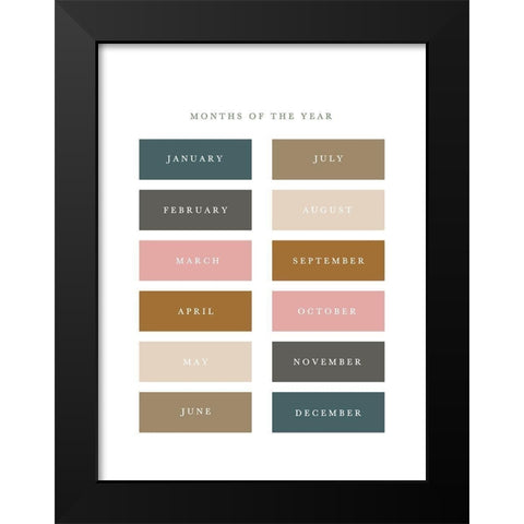 Months of the Year Fall Gems Black Modern Wood Framed Art Print by Straatsma, Leah