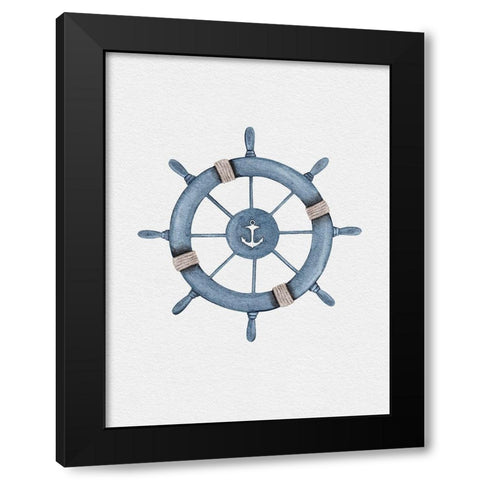 Helm Wheel Black Modern Wood Framed Art Print with Double Matting by Straatsma, Leah