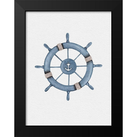 Helm Wheel Black Modern Wood Framed Art Print by Straatsma, Leah