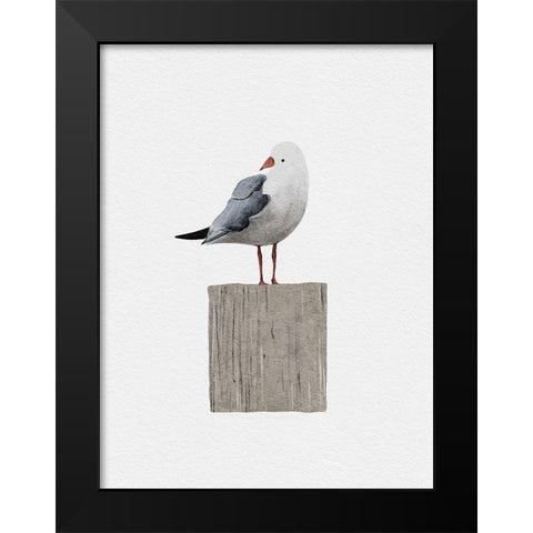 Seagull Black Modern Wood Framed Art Print by Straatsma, Leah
