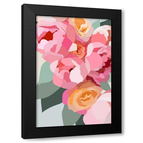 Large Peonies Black Modern Wood Framed Art Print by Straatsma, Leah