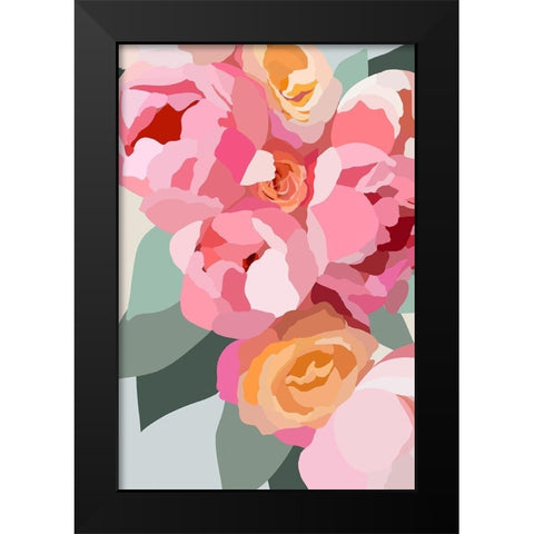 Large Peonies Black Modern Wood Framed Art Print by Straatsma, Leah